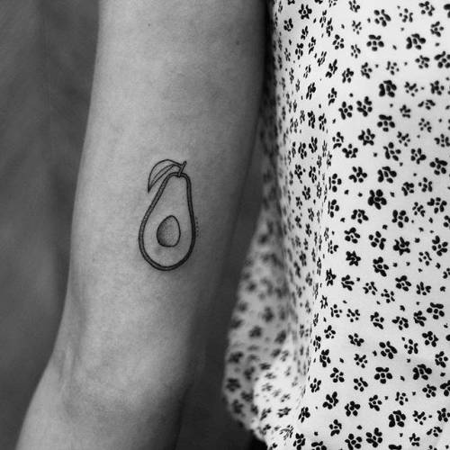 By Kalula, done in Melbourne. http://ttoo.co/p/101105 small;vegan;kalula;inner arm;tiny;food;avocado;hand poked;ifttt;little;nature;fruit;illustrative