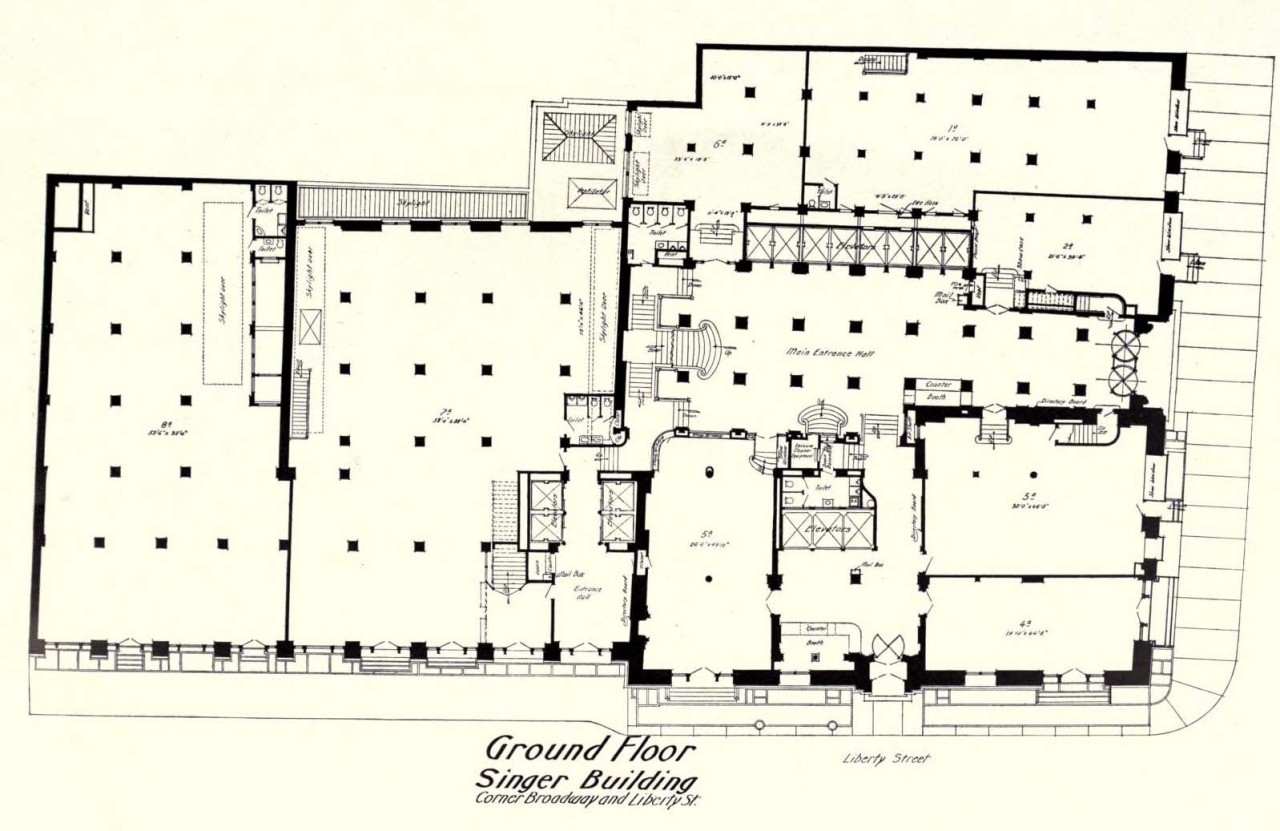 Archi Maps Ground Floor Plan Of The Singer Building New York