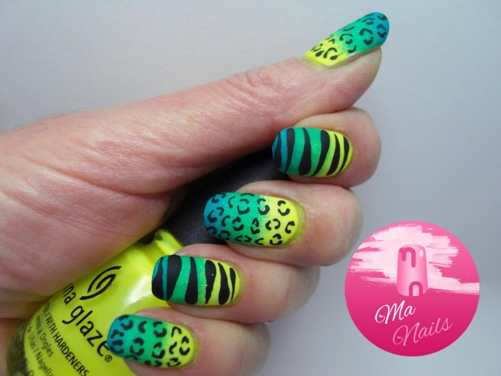 3. Neon Animal Print Nails - wide 2