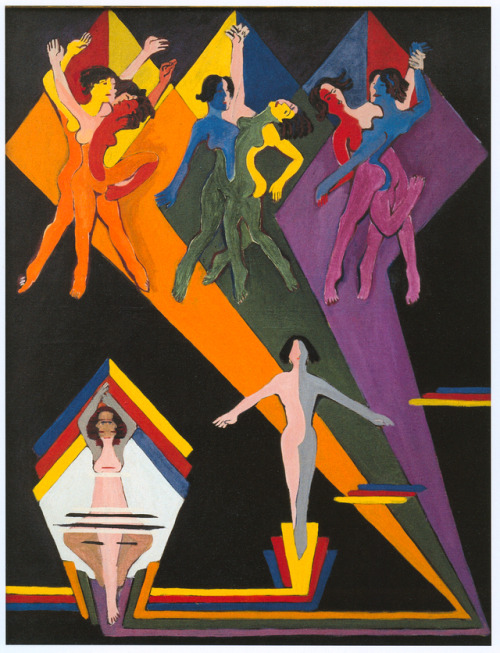 expressionism-art:Dancing Girls in Colourful Rays, Ernst...