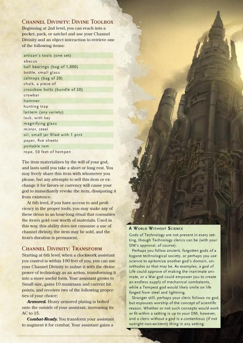 dnd-5e-homebrew:Technology Domain Cleric by...