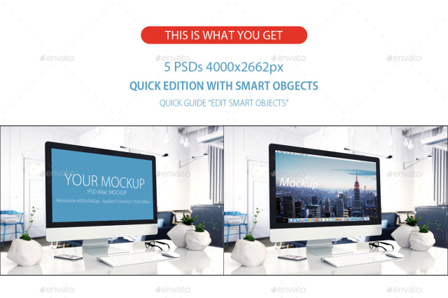 Download DESIGN MOCKUPS - 5 PSD Mock-up iMac Set of 5 realistic iMac Mockups...