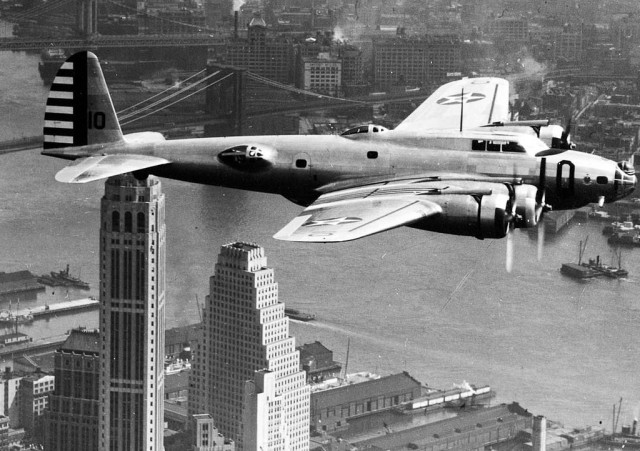 Untitled — Flying-fortress: Boeing Y1B-17 Over Manhattan,...