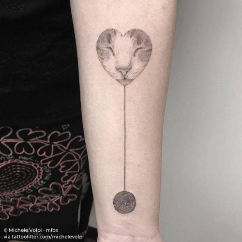By Michele Volpi · mfox, done at Venom Art Tattoo, Rapagnano.... pet;feline;family;heart;line art;memorial;animal;love;facebook;twitter;michelevolpi;inner forearm;medium size;cat;illustrative;fine line