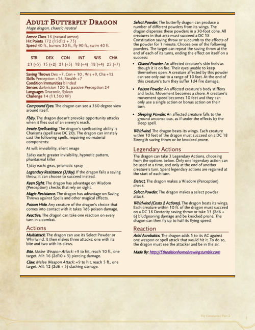 5theditionhomebrewing:Butterfly Dragon. More Fey stuff. Other...