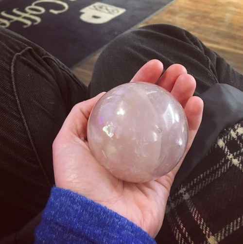 green-witch-crystal-diary:This rose quartz sphere from...