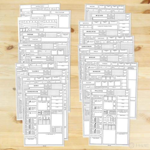 r-n-w:Minimal Style Class-Specific Character Sheets for...