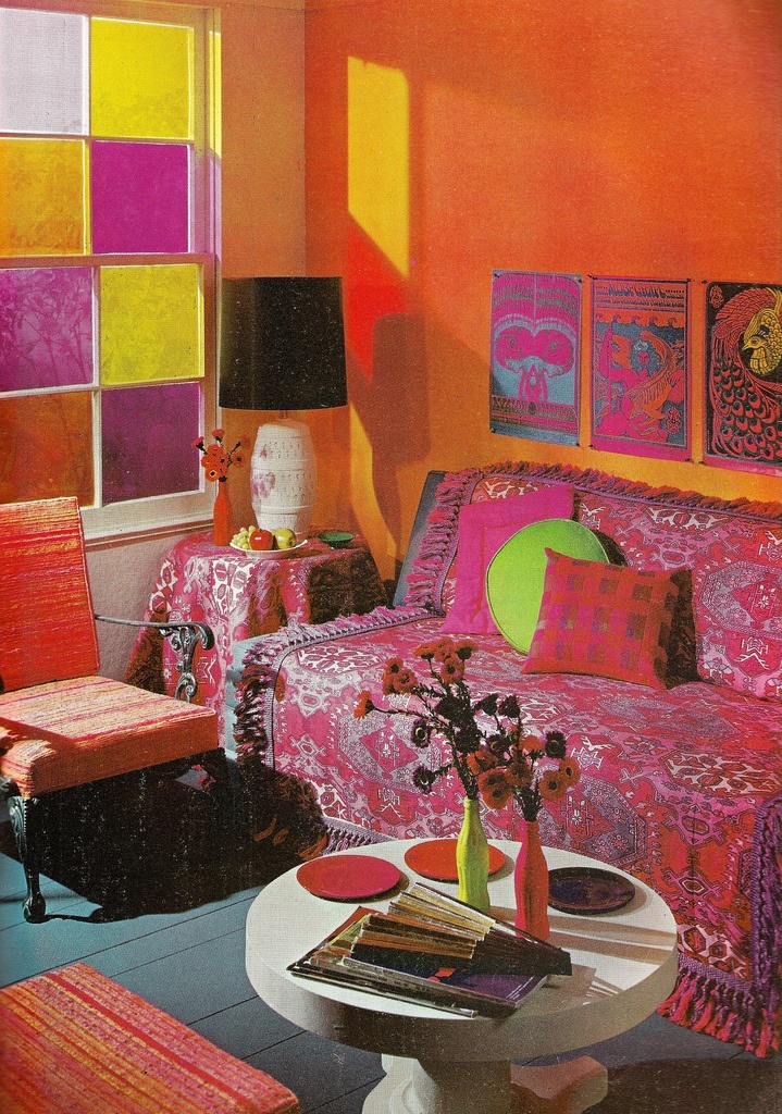 The Swinging Sixties — 1960s living room decor.
