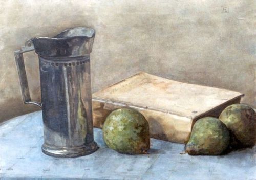 huariqueje:Still life with tin can, a book and three pears ...