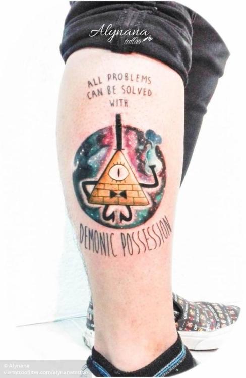 By Alynana, done in Mexico City. http://ttoo.co/p/27628 calf;gravity falls;patriotic;micro;big;alynanatattoo;tv series;united states of america;cartoon;facebook;twitter