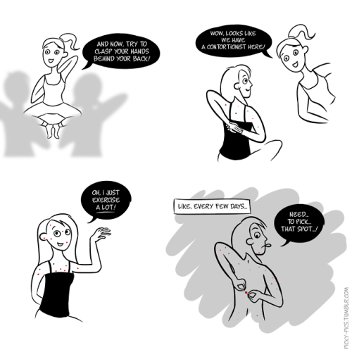 dermatillomania compulsive skin picking csp excoriation bfrd skin picking acne comic mental health
