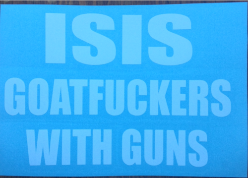 ISIS window decals, 6"x4", $7 each. Let us know and...