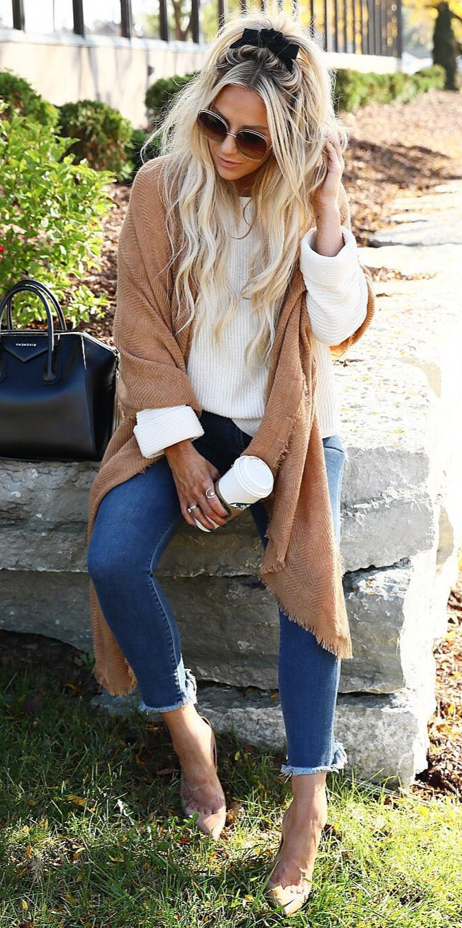 50+ Cozy Outfit Ideas You Need - #Beauty, #Girls, #Outfits, #Fashionista, #Perfect I live in neutrals ... and so when I set out to create this Fall look with nordstrom I wanted to find the perfect cream sweater to go with ALL your Fall scarfs! This one is so good you guys... perfectly oversized and the cutest cuff at the sleeves (wearing a size medium for reference) also how good is this scarf that I styled here as more of a shawl itthe perfect camel color! My whole look is from nordstrom You can shop it all by following me on the  App OR you can click on the link in my bio and then click on the pic you want to shop:  