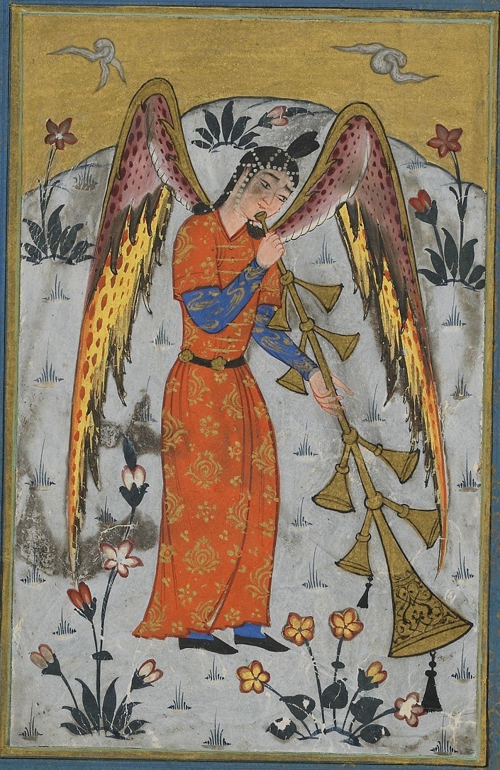 The angel Israfil Detached manuscript folio,...