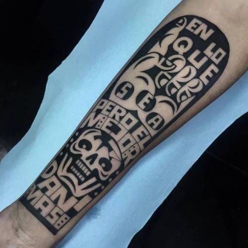 By Luciano Calderon, done at Carborundum Tattoo, Mexico City.... lucianocalderon;big;contemporary;facebook;blackwork;twitter;inner forearm;illustrative