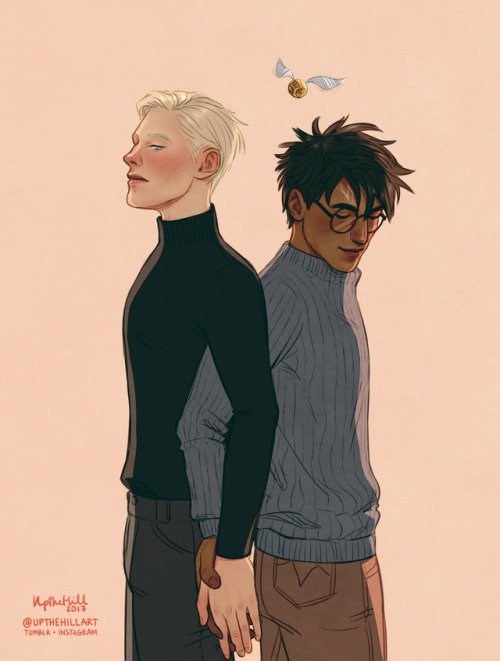 upthehillart:Fact: the Gryffindor and Slytherin trios are gay...