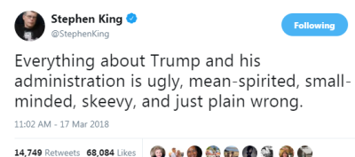 Image result for stephen king trump horror quote