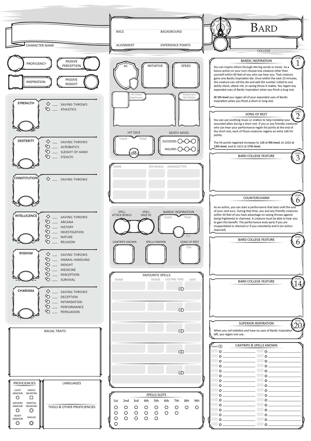 5e character builder excel