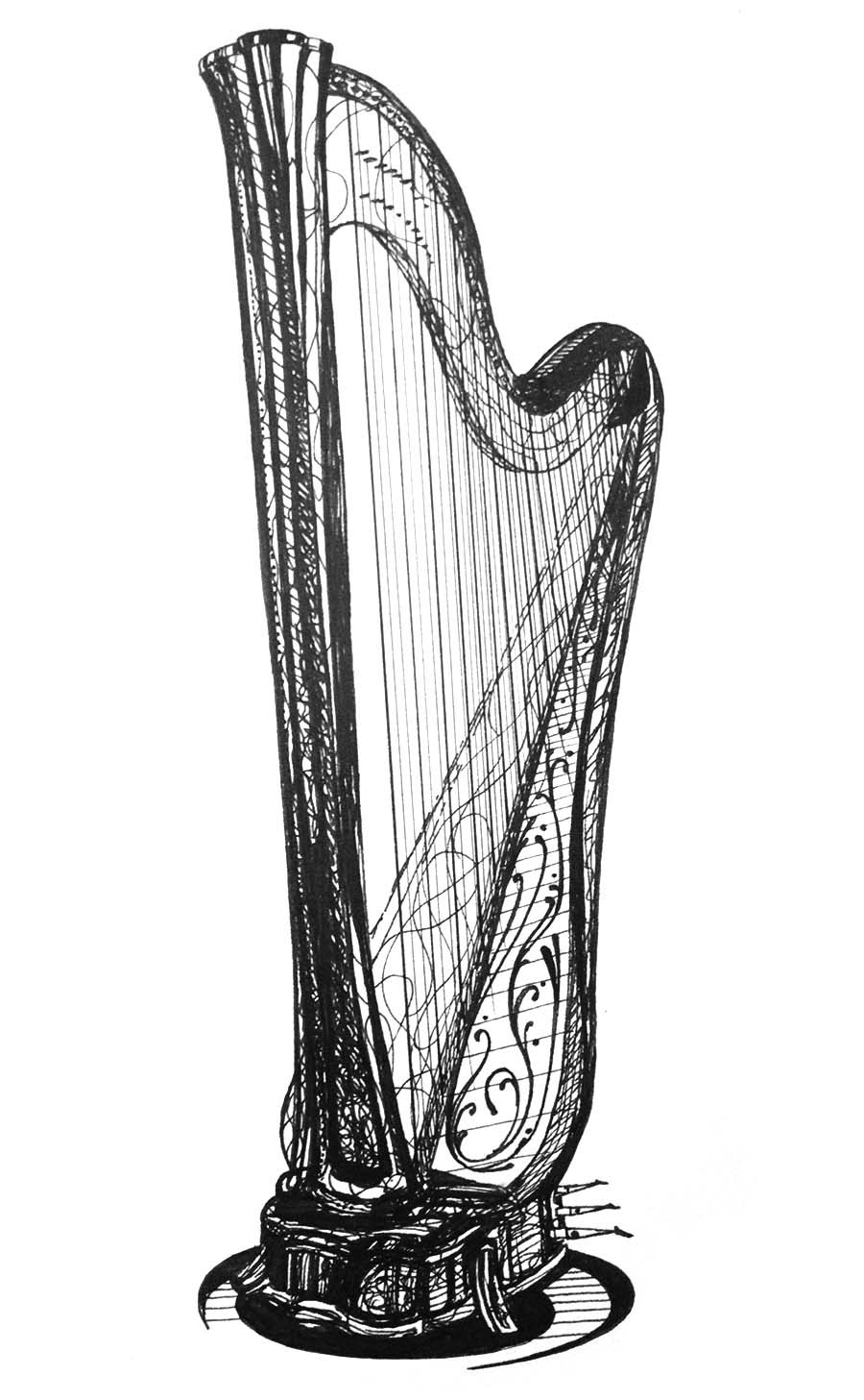 kh daily drawing - daily drawing week 14 strings 5: harp