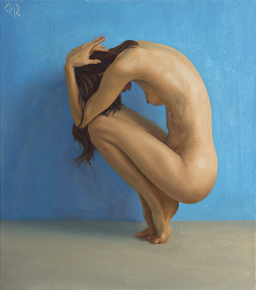 kyotocat:takemetoyourtoaster:Oil on canvas, 18″ 16″. Model...