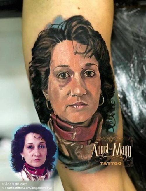 By Ángel de Mayo, done at Ángel de Mayo Tattoo, Alcalá de... angeldemayo;family;inner arm;big;women;facebook;realistic;twitter;portrait;other