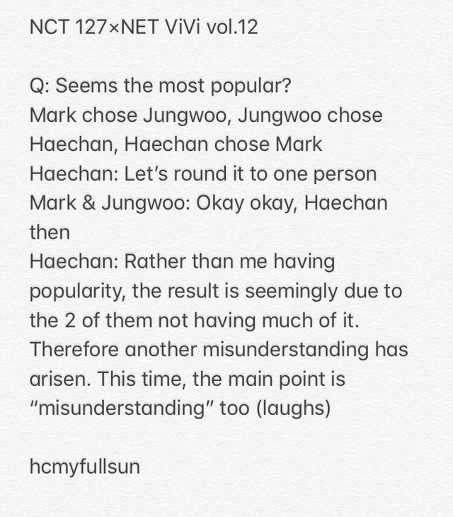 Full Sun Hae Chan — [Credit twitter:@hcmyfullsun] Haechan-ah, and all...