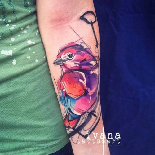 By Ivana Belakova, done in Los Angeles. http://ttoo.co/p/25821 big;animal;watercolor;bird;facebook;twitter;ivanabelakova;inner forearm