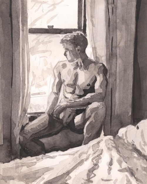 gabrielzebub:“Man in Window” -5x7” ink on...