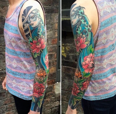 japanese flower tattoo sleeve