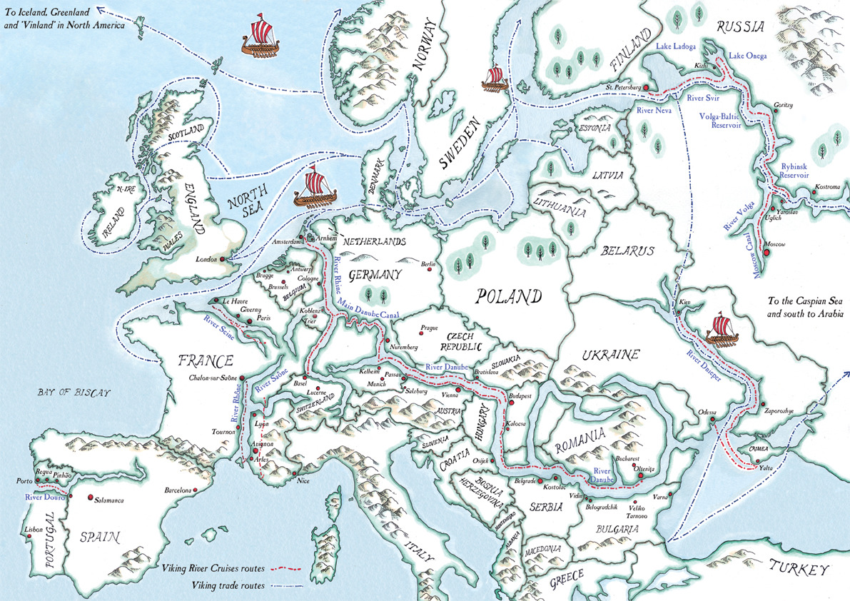 Maps On The Web Viking River Cruise And Trade Routes In Europe