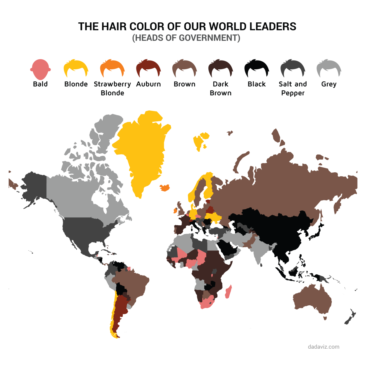 The Hair Color of our World Leaders. Related: Eye... - Maps on the Web