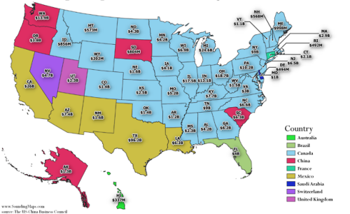 Biggest Trading Partner By US State. - Maps On The Web