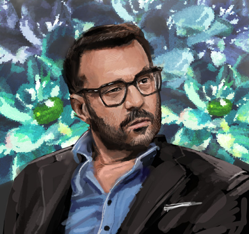 man glasses flower portrait questionable painting study art my art