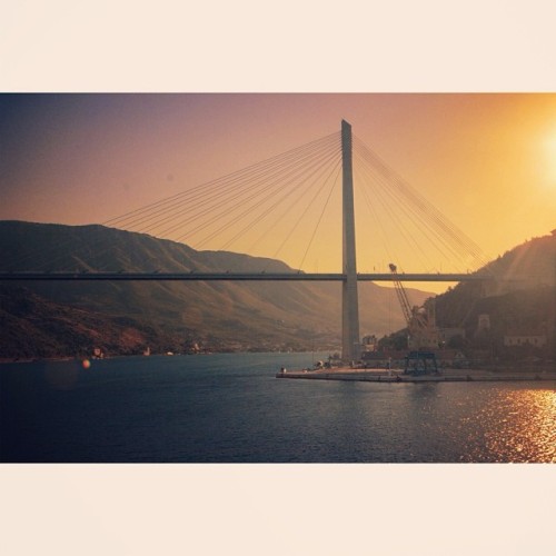 Franjo Tudman Bridge at the western approach to Dubronvnik near...