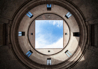 ofhouses:<br /><br />414. Andrea Mantegna ///	Casa del Mantegna		/// Mantova,	Italy	///	1476OfHouses guest curated by Studiospazio:”This house hosts the atelier of Mantegna on the ground floor and his apartment on the upper floor. It can be understood as a solitary building with a central courtyard, as well as a townhouse embedded in the urban fabric.Because of the coexistence of these two contrasting characters the intangible inner world avoids the isolation from the city.”(Photo:<br /> © G. Newman, Studio Calzolari, Alessandro Avi, Giuseppe Gradella.)