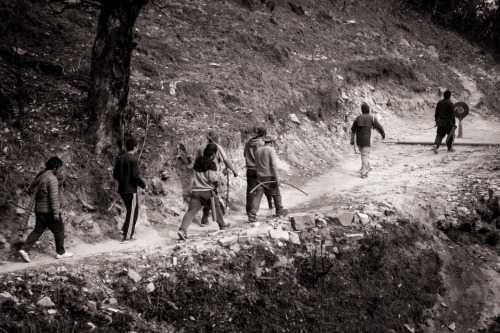 Nepalese village archers along Annapurna trek.