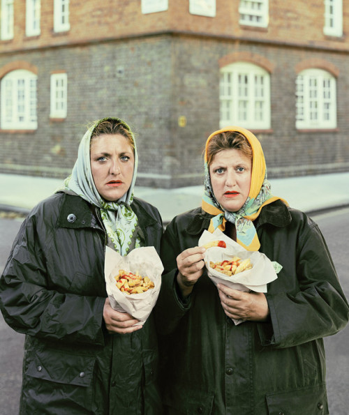 joeinct:Sisters in Scarfs Eating Pimlico Chips, Photo by David...