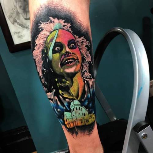By Andrew Marsh · Little Andy, done at The Church Tattoo,... film and book;calf;big;contemporary;facebook;twitter;beetle juice;pop art;portrait;littleandy