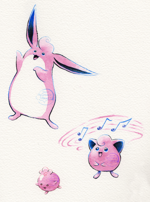 pokemon gaming jigglypuff igglybuff kanto johto johtodex watercolor illustration wigglytuff