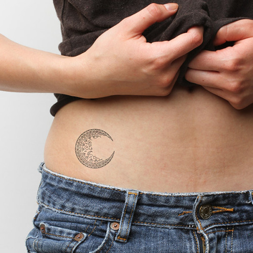 Ornamental temporary tattoo on the hip, get it here ►... astronomy;ornamental;temporary;moon