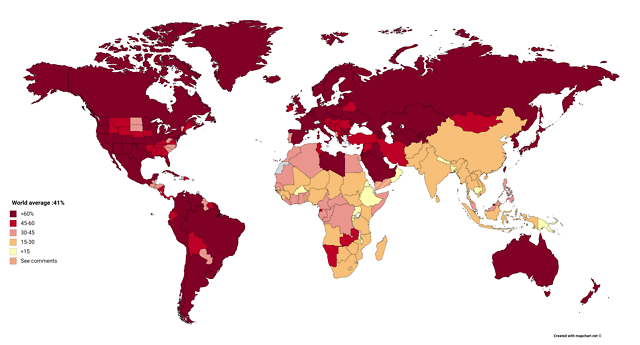 World urbanization, 1990.[[MORE]] by... - Maps on the Web