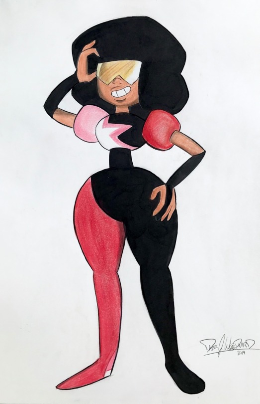 Garnet from Steven Universe. Commissioned piece. 11x17 with black ink and prismacolor pencils on Bristol.