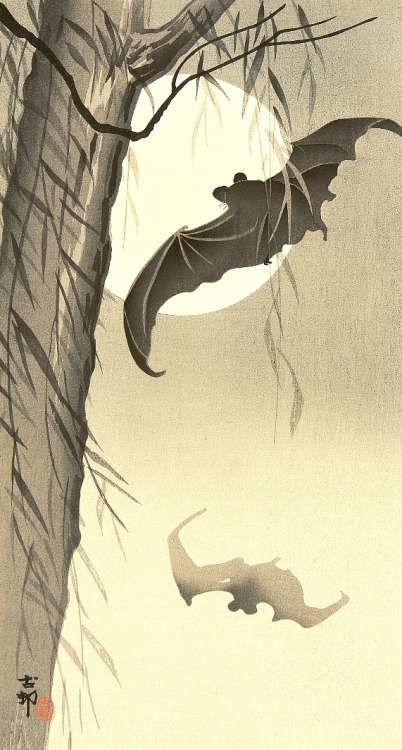 art-nimals:Ohara Koson, Flying Bats, circa 1930