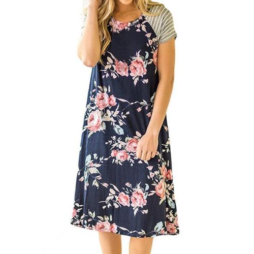 favepiece:Casual Short Sleeve Dress with Print - Get 10% OFF...