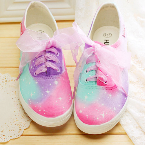 hodge-podge-paradise:Rainbow Star Canvas Shoes // Use...