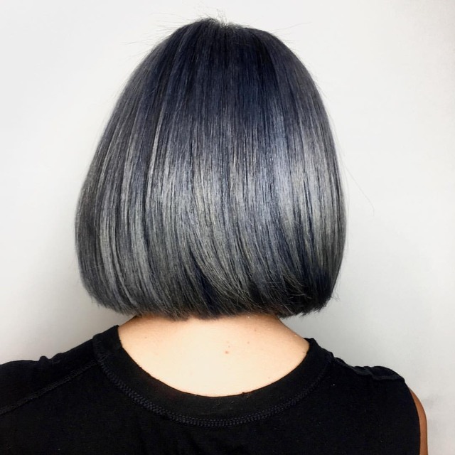 All Things Hair — Color and cut by @christina_arutyunyan #steelblue...