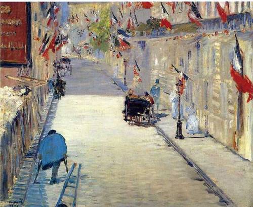 artist-manet:Rue Mosnier decorated with Flags, Edouard...