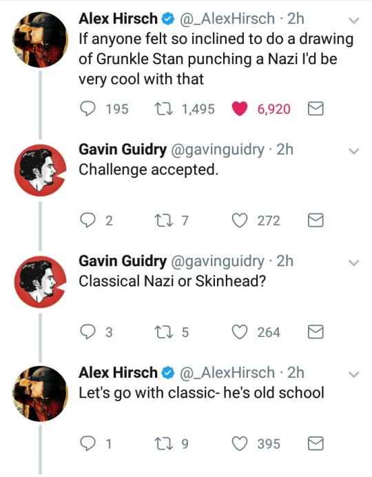 the best part is a whole bunch of artists took him up on it so there’s just an entire thread of Grunkle Stan face-punching nazis...