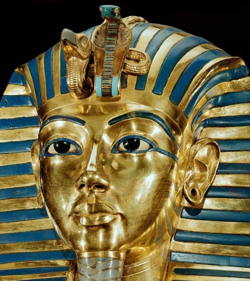 grandegyptianmuseum:Gold Mask of Tutankhamun, detail (gold,...