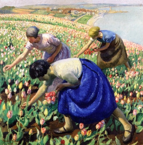 Harold Harvey (British, 1874-1941)Tulip Pickers 1926